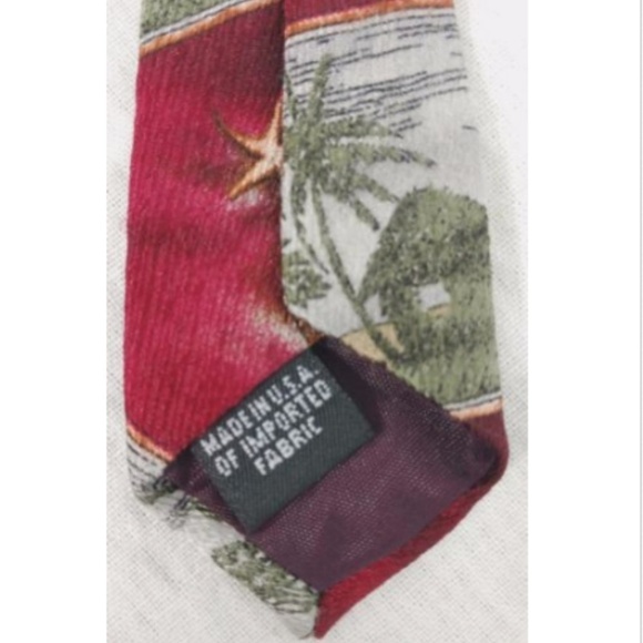 Beach Theme Silk Tie Necktie Palm Trees Tropical Vacation Beach - Picture 4 of 4